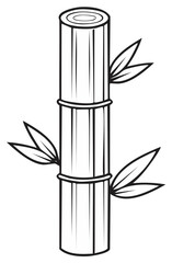 Stylized black and white illustration of a bamboo stalk with leaves