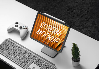 Tablet with Accessories Mockup
