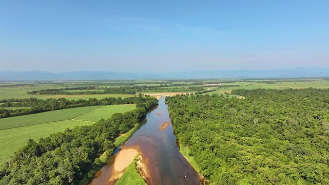 Aerial footage of Tully Queensland Australia