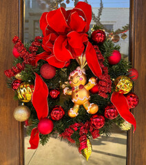 Christmas wreath in doorway