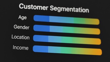 marketing automation workflow performance concept. Customer segmentation data visualization with four categories.