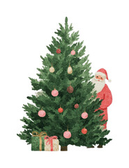 PNG Santa peaking behind christmas tree christmas tree.