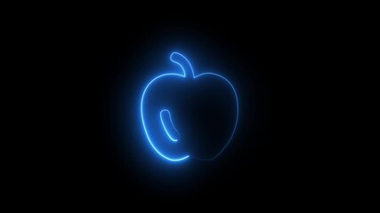 Neon apple icon. Fruit symbol. on black background.4k video - Powered by Adobe