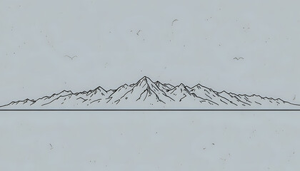 Minimalist line drawing of a jagged mountain range silhouette