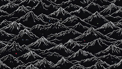 Stylized black and white mountain range pattern with sharp peaks
