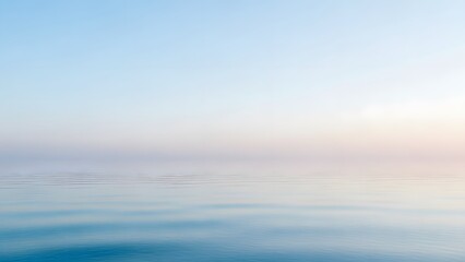 Obraz premium Serene Pastel Gradient Sky and Water Horizon perfect for website banner, background, wallpaper, spa and wellness marketing, mindfulness apps, presentation