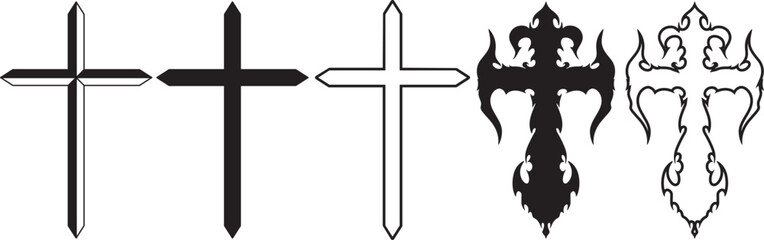 Fototapeta premium Elegant Cross Design in Black and White Vector Art