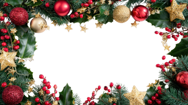 PNG Festive Christmas holiday border decoration.