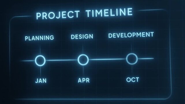 Successful project management timeline concept. Project timeline illustrating phases and months.
