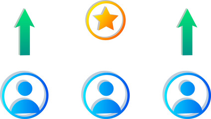 3D Team Leader with Leadership Star and Upward Arrows Isolated on Transparent Background