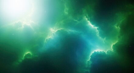 Deep Space Nebula Green and Blue Abstract