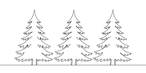 Fototapeta premium A single continuous line of pine trees, vector illustrator