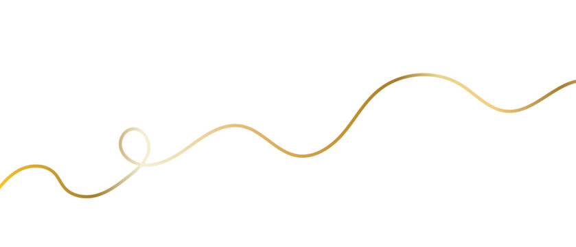 Sleek gold stroke, subtle golden ribbon isolated on white background, vector artwork.