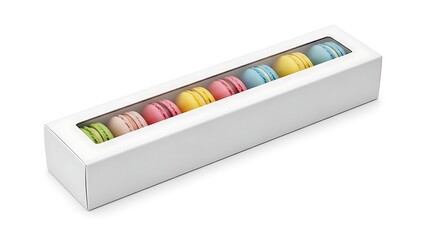 Elegant Box of Colorful Macarons - A Sweet Treat.