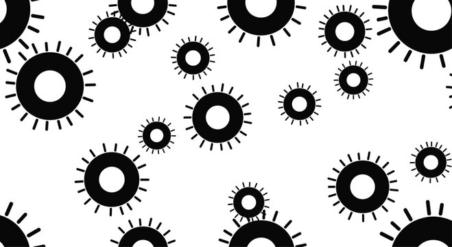 Abstract Black and White Corona Virus Pattern.