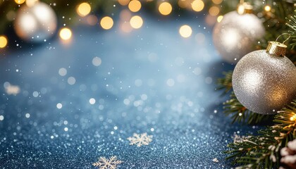 Sparkling silver christmas ornaments festive winter wonderland decorative photo holiday atmosphere close-up view celebratory concept