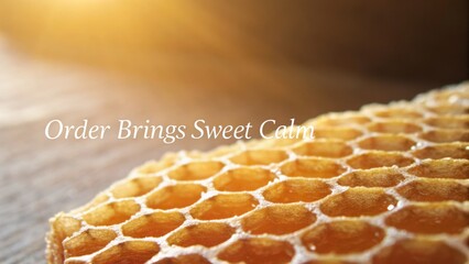 Close-up of honeycomb showcasing honey in bright sunlight