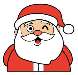 Santa Claus emotions: winking cartoon santa claus face expression illustration