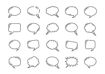 Fototapeta premium Collection of Black and White Speech Bubbles with Various Shapes and Styles.
