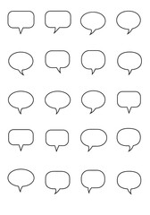 Fototapeta premium Collection of Black Outline Speech Bubbles with Various Shapes.