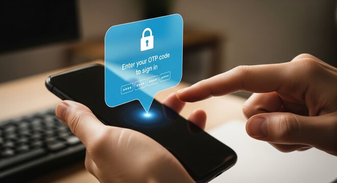 Smartphone OTP Verification &mdash; User Entering One-Time Password on Mobile
