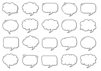 Fototapeta premium Collection of Various Comic Speech Bubbles with Black Outlines and White Fill.