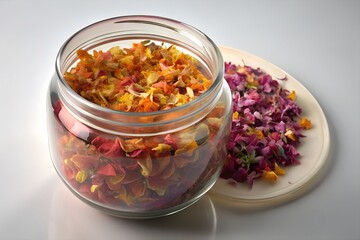 dried flowers in a glass jar