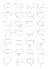 Obraz premium Collection of Various Outline Speech Bubbles and Thought Clouds Vector Illustration.
