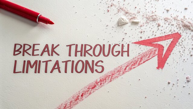 Concept with red text about breaking through limitations