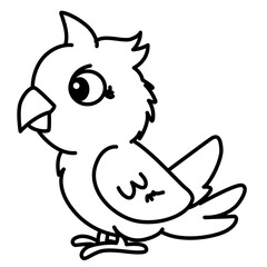 Cute bird line art icon, ideal for nature, flight, or illustrating cheerful, free, and minimalist cute animal illustrations.