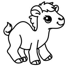 Cute goat line art icon, ideal for farm, mountain themes, or illustrating playful, sturdy, and minimalist animal designs.