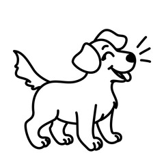Cute barking dog line art icon, suitable for pets, loyalty, or illustrating joyful, energetic, and minimalist animal art.