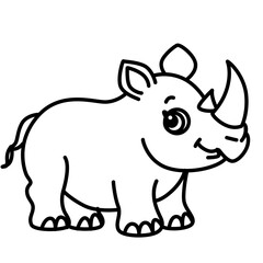 Cute rhino line art icon, perfect for safari, zoo, or illustrating strong, friendly, and minimalist animal illustrations.