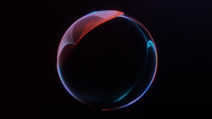 Vibrant gradient orb with soft neon waves and minimalistic smooth shapes on a dark background. Modern stylish colorful digital design.
