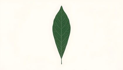 Elegant green leaf resting on a light background, showcasing its intricate veins and natural beauty during the festive Christmas season Generative AI