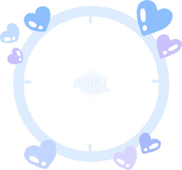Pastel Heart Schedule Frame with Korean &ldquo;Timetable&rdquo; Text &ndash; Blue and Purple Round Planner Template