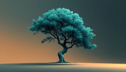 Winter scene with a beautiful tree illuminated by warm light on a chilly Christmas evening, creating a peaceful and festive atmosphere Generative AI