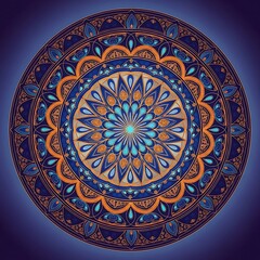 Intricate Mandala Design - A Symphony of Blue and Orange.