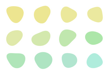 YELLOW・GREEN　有機的なシェイプ　図形　12個セット
