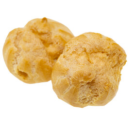 Two pastries are sitting on a white background