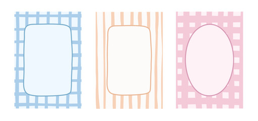 Hand drawn cottagecore frame, cute vector flat illustrations with pattern for birthday card