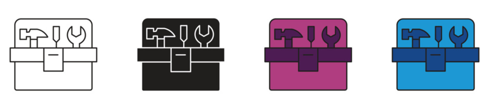 Handy toolbox icon set. Tool case icon concept. Toolbox or tool kit icon set. Vector illustration.