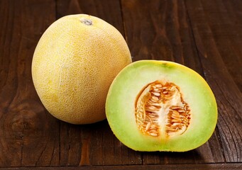 Melon is one of the fruit that have a round shape, the taste is really sweet, and the color of the melon is usually green and yellowish colour