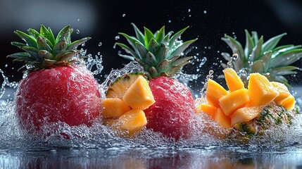 fruit in water splash
