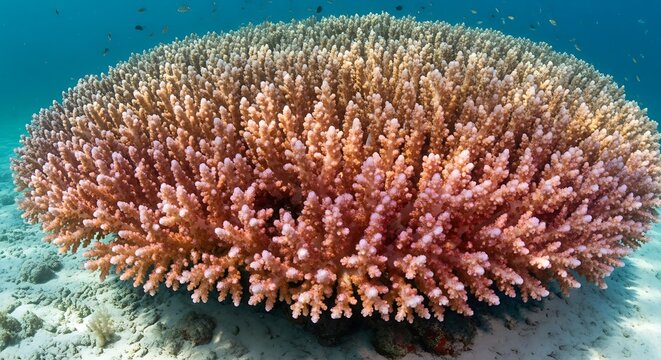 Underwater view of a vibrant healthy branching coral reef ecosystem thrive