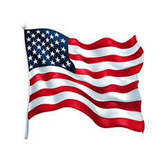 Fototapeta premium Waving American flag with pole