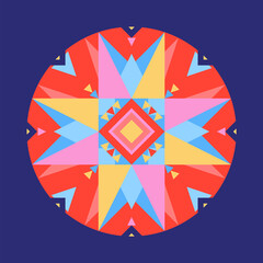 Festive illustration of the Christmas star in the minimalistic style with geometric shapes