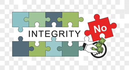 Integrity versus Corruption: A puzzle illustration representing ethical choices and bribery refusal