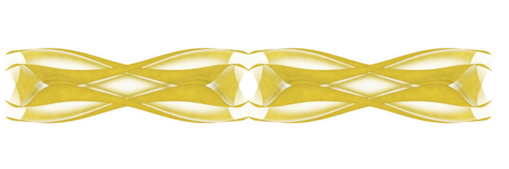 This image features a golden abstract symmetric wave pattern on a black background. The design appears fluid and dynamic, with mirrored curves and ribbon-like shapes forming a continuous ornamental 