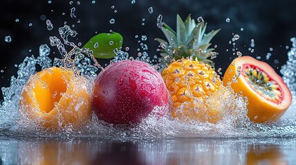 fruits in water splash